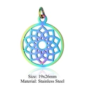 Colorful mandala lotus pendant in stainless steel with rainbow plating and size 19x26mm - Mandala Geometric (JN241)