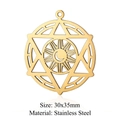 Golden stainless steel celestial pendant with sun and moon pattern in 30x35mm size - Hex Star Moon (LA273)