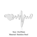 Stainless steel heart heartbeat pendant 16x29mm DIY jewelry connector 5pcs pack - Silver Heart ECG Pulse (JN775-1)