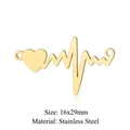 Gold stainless steel heartbeat heart pendant 16x29mm charm for jewelry making - Gold Heart ECG Pulse (JN775-2)