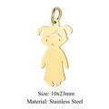 Polished gold stainless steel cartoon girl pendant 10x23mm for DIY jewelry making - Gold Girl (LA415-2)