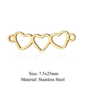 Gold triple heart stainless steel jewelry connector for DIY bracelet making, 7.5x25mm size - Gold Triple Heart Connector (JN341-2)