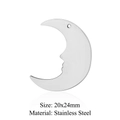 Crescent moon face pendant in polished silver stainless steel, size 20x24mm - Moon Face (LA274)