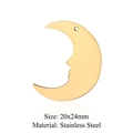 Golden crescent moon face stainless steel charm for jewelry making 20x24mm size - Moon Face (LA275)