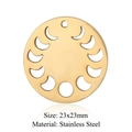 23mm golden stainless steel moon phase pendant with hollow celestial circle design - Round Moon Phase (LA276)