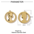 Detail of 22mm gold stainless steel portrait coin pendant showing dimensions and weight - Gold Vintage Coin Portrait Pendant (VG419)