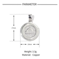 Silver plated copper Libra zodiac charm pendant with sandblast texture and dimensions - Libra (YE039-7)