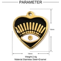 Detailed technical view of heart eye pendant with dimensions 15mm and 14mm - Black Large Eye Style (YE084)