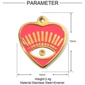 Detail of red enamel heart charm with eye design in gold stainless steel frame - Bright Red Large Eye Style (YE087)