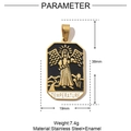 Detailansicht des Temperance-Tarot-Anhängers in Schwarz und Gold, Maße 38x19mm aus Edelstahl - TEMPERATURE