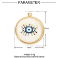 Dettaglio di un ciondolo evil eye in smalto da 18mm con misure e specifiche tecniche - Stile Malocchio Smalto Punti Multicolore Tondo (YE653)