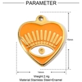 Detailed view of an orange enamel heart pendant with eye motif and 15mm size dimensions - Orange Large Eye Style (YE088)