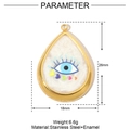 Dettaglio che mostra dimensioni e peso del ciondolo occhio in acciaio inossidabile oro - Stile Malocchio Smalto Multi-cuore Goccia (YE656)