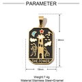Detaillierte Größentabelle für den goldenen Turm-Tarot-Anhänger aus Edelstahl, 38 mm - Der Turm