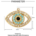 Detail showing evil eye pendant dimensions 24mm by 18mm in gold stainless steel - Evil Eye Style(YE644)