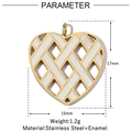 Size specifications of gold heart enamel pendant made of high-quality stainless steel - Geometric Woven Heart Style (VG1007x3)