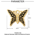 Detail view of butterfly pendant with enamel wings and rhinestones showing 24x20mm size - Butterfly Style(YE645)