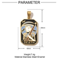 Detailansicht des Death Tarot-Anhängers mit Maßen von 38 mm Höhe und 19 mm Breite - DEATH 1