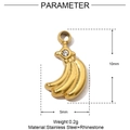 Technical dimensions of a gold banana pendant with rhinestone in stainless steel - Gold Rhinestone Banana Style (YE706-2)