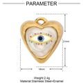 Dettaglio ciondolo a cuore malocchio con dimensioni 21mm x 18mm in acciaio inossidabile - Stile Cuore Piccolo Punti Multicolore Malocchio (YE659)
