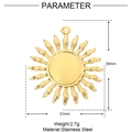 Detailed view of a gold stainless steel sun pendant showing 35mm height and 31mm width - Sun Style(YE647)