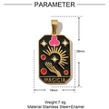 Detaillierte Parameteransicht des 38x19mm Tarot-Anhängers aus vergoldetem Edelstahl - MAGICIA