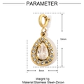 Detailed parameter view of 19mm gold stainless steel pear cut zircon pendant - Pave Teardrop Zircon Pendant (YF259)