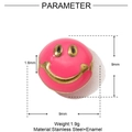 Detail of 9mm pink enamel smiley face charm in stainless steel with size and weight specs - Pink Enamel Smiley Style (YE709-1)