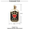 Detailansicht des Tarot-Herz-Emaille-Anhängers mit 38mm x 19mm Größenangaben - Herzform