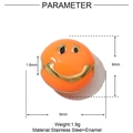 Parameter view of 9mm orange enamel smiley face bead pendant in stainless steel - Orange Enamel Smiley Style (YE709-2)