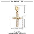 Detailed view of a gold stainless steel cross pendant with cubic zirconia stones - Pave Cross Zircon Pendant (YF262)