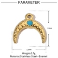 Detail of crescent moon pendant with hammered gold texture and blue heart enamel inlay - Crescent Blue Heart Style (VG1014x3)