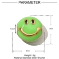 Macro shot of 9mm green enamel smiley face pendant with stainless steel gold plating - Green Enamel Smiley Style (YE709-3)