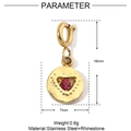 Detailed size parameter view of a gold stainless steel earring with pink zircon pendant - Pink Triangle Zircon Charm (YF265)