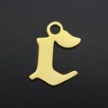 Macro detail of golden Gothic style initial letter pendant with polished metal finish - Letter C (JA570-C)