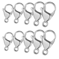 Polished stainless steel lobster clasps for DIY jewelry making in a set of ten pieces - 9mm / Mirror Silver