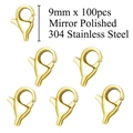 Macro detail of 9mm gold 304 stainless steel lobster clasp for jewelry making - 9mm 18k Vacuum Gold Plated