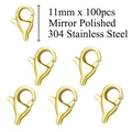 Detailansicht von 11 mm spiegelpolierten goldenen Edelstahl-Karabinerverschlüssen - 11mm 18k Vakuumvergoldet