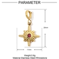Detail showing dimensions of 20mm height gold stainless steel star earrings with pink zircon - Octagram Pink Zircon Pendant (YF268-2)