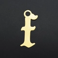 Detailed view of a gold-plated stainless steel letter F pendant for DIY jewelry - Letter F (JA570-F)