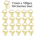 Dettaglio di chiusure a moschettone da 11mm in acciaio inossidabile 304 dorato 100pz - Chiusura Dorata da 11mm Solo (Senza Catena)