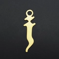 Macro view of a gold-plated stainless steel alphabet pendant on black textured background - Letter J (JA570-J)
