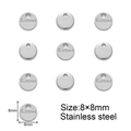 Macro view of 8x8mm round stainless steel DIY jewelry pendant tag with S.Steel engraving - 8x8 Round