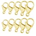 Polished golden stainless steel lobster clasps for DIY jewelry making necklaces - 9mm / Gold