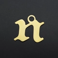 Macro shot of gold-plated stainless steel letter n pendant with polished Gothic design - Letter N (JA570-N)
