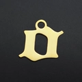 Detailed close-up of a gold-plated Gothic style small letter 'a' steel pendant charm - Letter O (JA570-O)