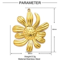 Detailed dimensions of 44mm gold sunflower stainless steel pendant with weight info - Double Petal Sunflower Style (XF033)