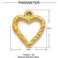 Polished stainless steel heart pendant with engraved leaf patterns, 16x18mm dimensions - Cutout Heart (XF076)