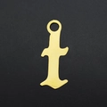 Detailed view of a gold-plated gothic letter f pendant for DIY necklace making - Letter T (JA570-T)
