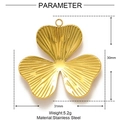Close-up of golden stainless steel flower pendant with 31mm size and 5.2g weight details - Radiating Line Three Petal Style (XF035)